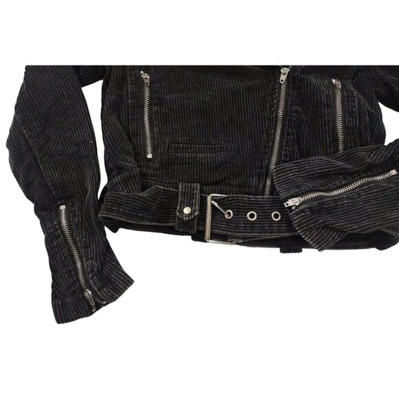 NWT VICI X FATE Womens Black Corduroy Belted Moto Jacket Sz XS Utility Y2K Biker - Picture 5 of 10